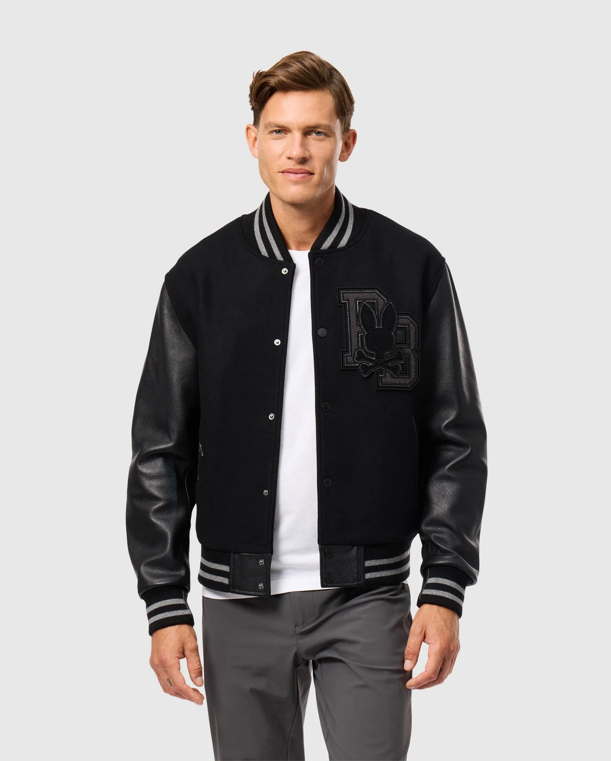 Premium MENS BRAYDEN WOOL LEATHER VARSITY BOMBER - B6J876D200