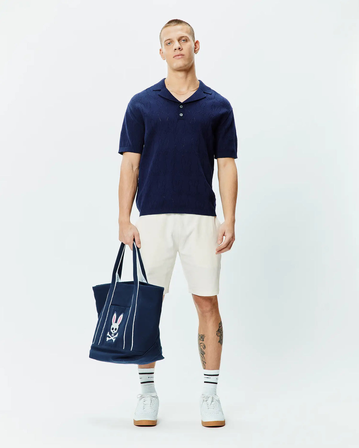 Premium MENS HAROLD POINTELLE ALL OVER BUNNY KNIT POLO