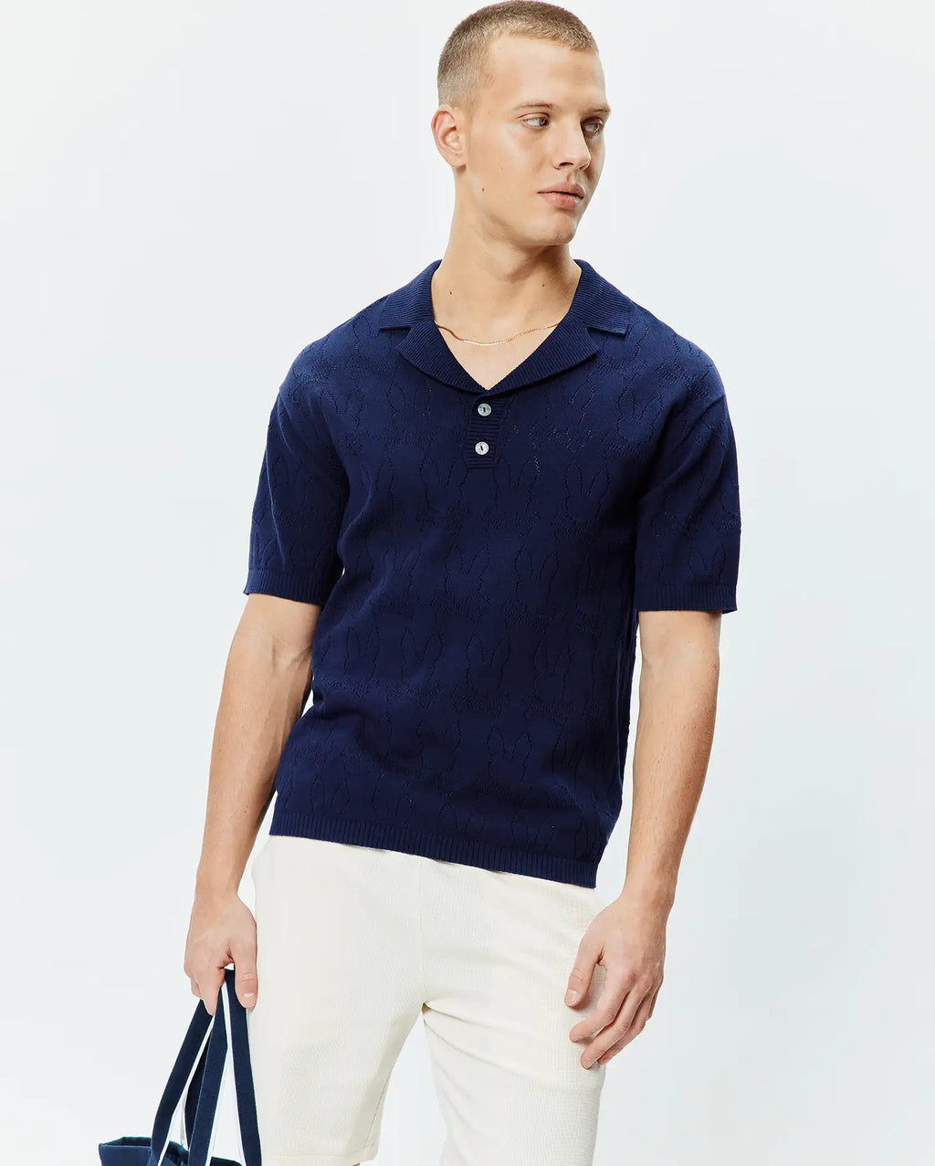 Premium MENS HAROLD POINTELLE ALL OVER BUNNY KNIT POLO