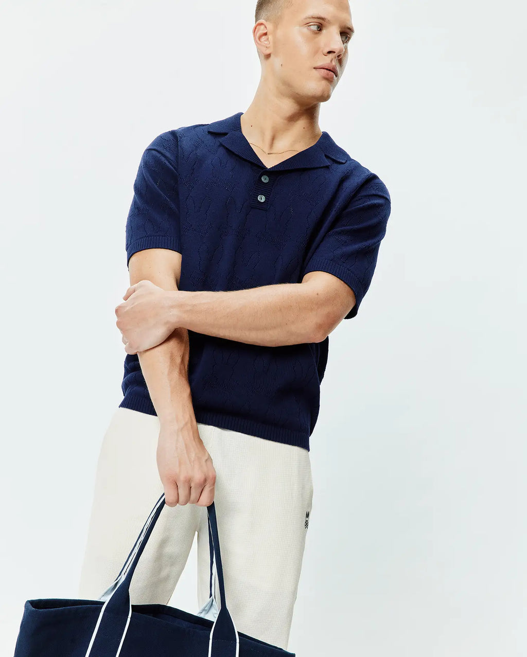 Premium MENS HAROLD POINTELLE ALL OVER BUNNY KNIT POLO