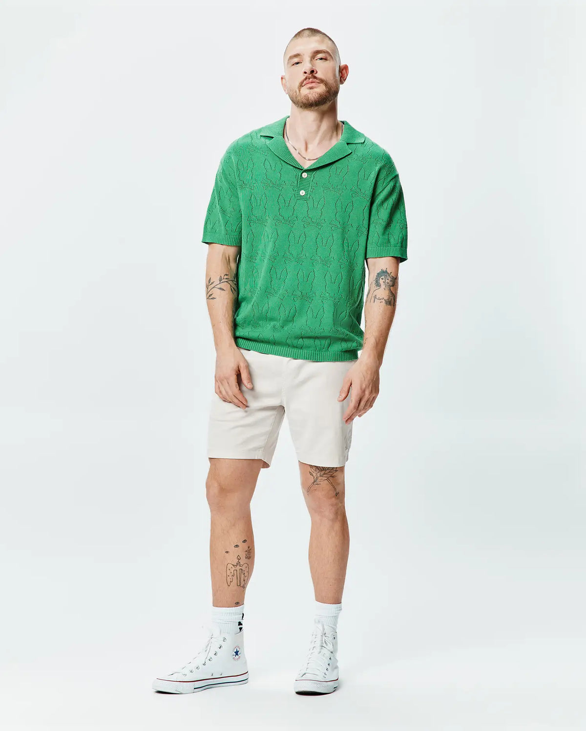 Premium MENS HAROLD POINTELLE ALL OVER BUNNY KNIT POLO