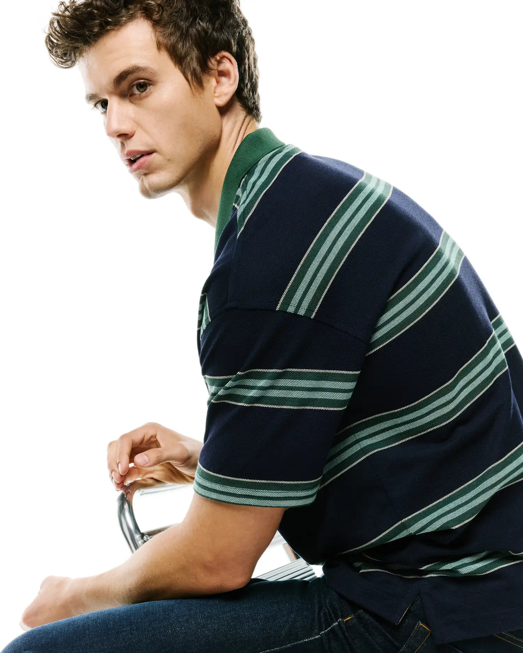 Premium MENS DREW STRIPED PIQUE POLO