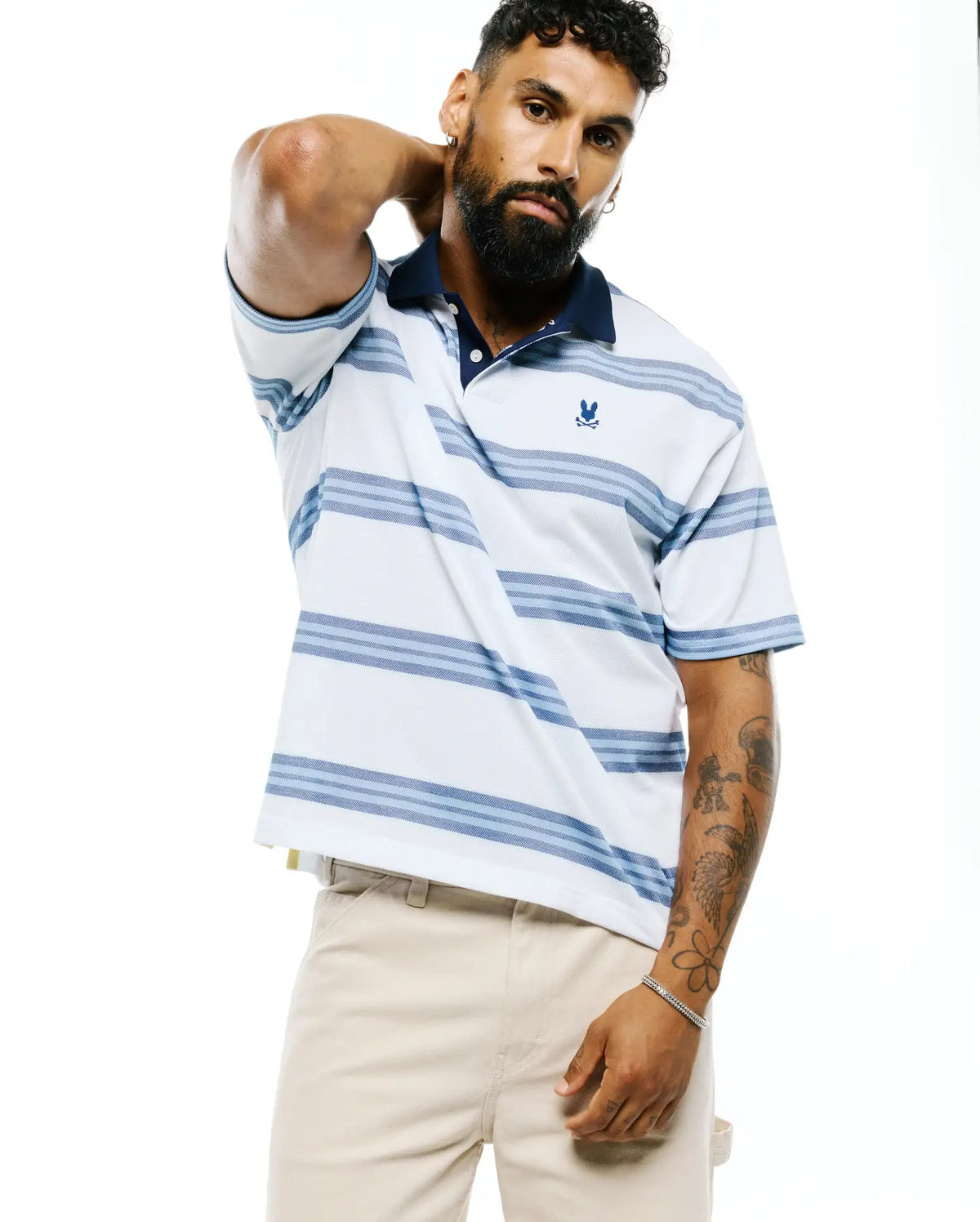 Premium MENS DREW STRIPED PIQUE POLO
