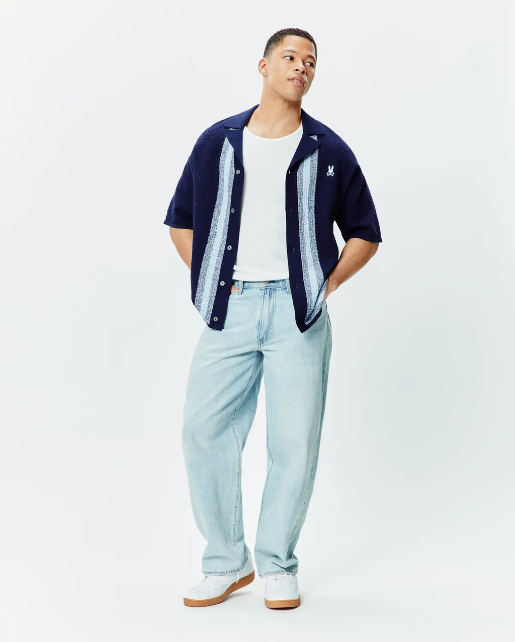 Premium MENS GILES RELAXED FIT BORDER KNIT SHIRT