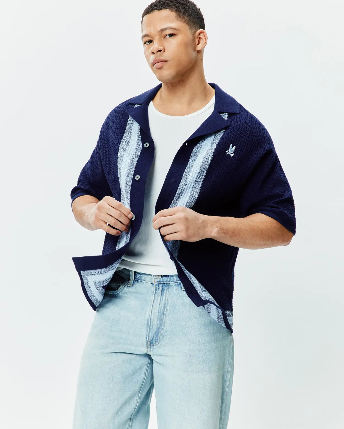 Premium MENS GILES RELAXED FIT BORDER KNIT SHIRT