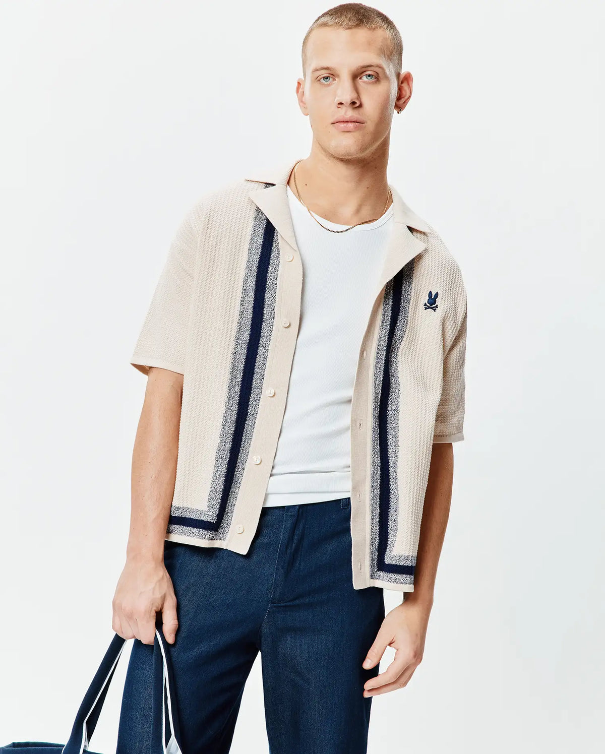 Premium MENS GILES RELAXED FIT BORDER KNIT SHIRT