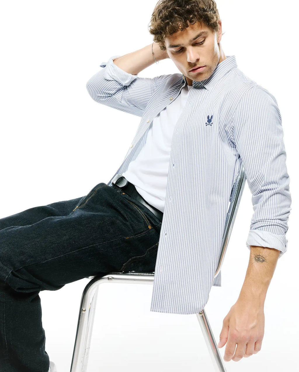 Premium MENS JIM PIMA STRIPE KNIT SHIRT